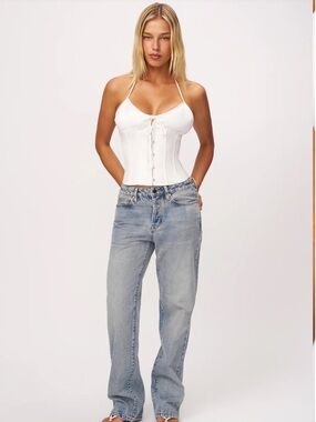 Danielle Guizio White Marini Corset Top